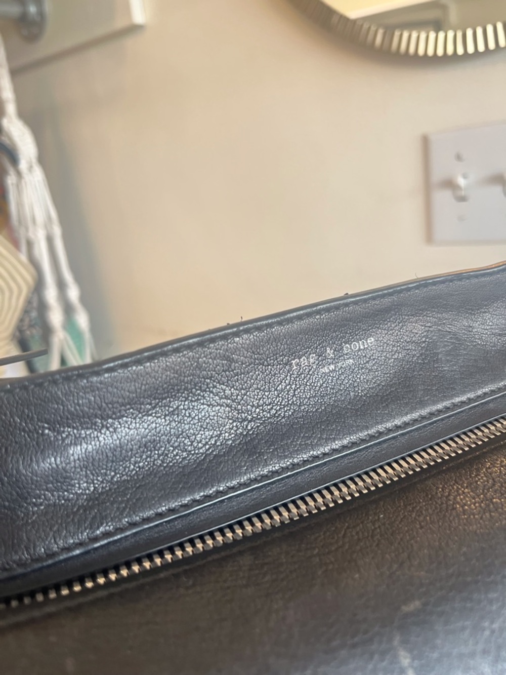 rag & bone Black Faux Leather Shoulder Bag with Wide Strap - Picture 6 of 10